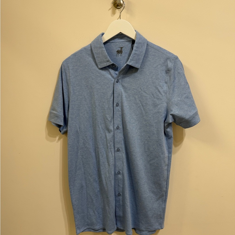 Raffi Linden Men's Button Down Water Blue Polo Shirt